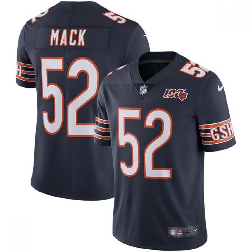 Men's Chicago Bears#52 Khalil Mack Navy 2019 100th Season Limited Stitched NFL Jersey