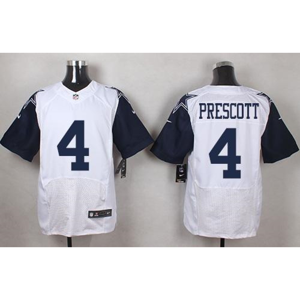 Cowboys #4 Dak Prescott White Men's Stitched NFL Elite Rush Jersey