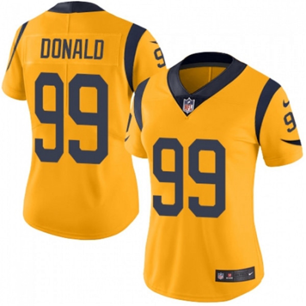 Women's Los Angeles Rams #99 Aaron Donald Gold Vapor Untouchable Limited Stitched NFL Jersey(Run Small)