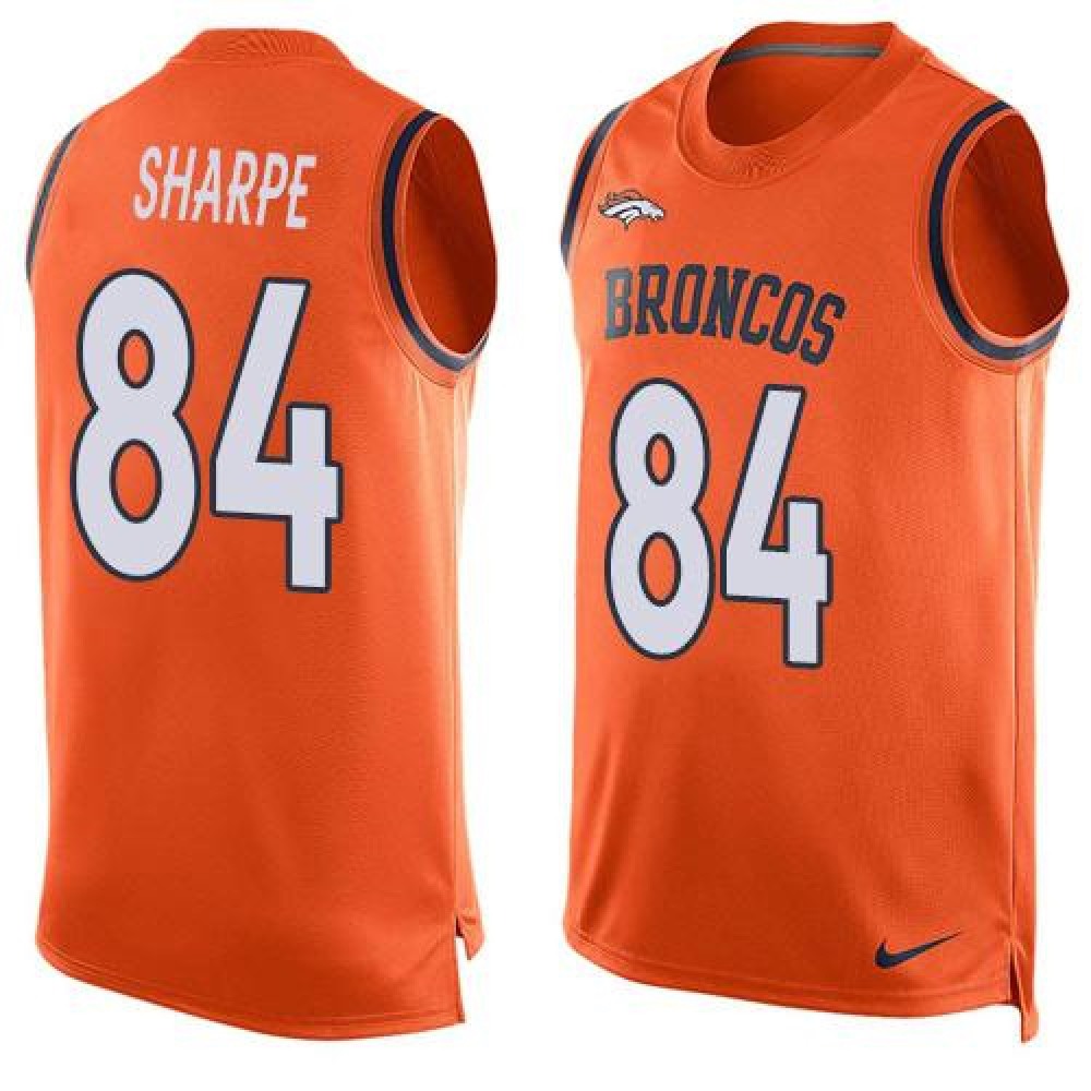Broncos #84 Shannon Sharpe Orange Team Color Men's Stitched NFL Limited Tank Top Jersey