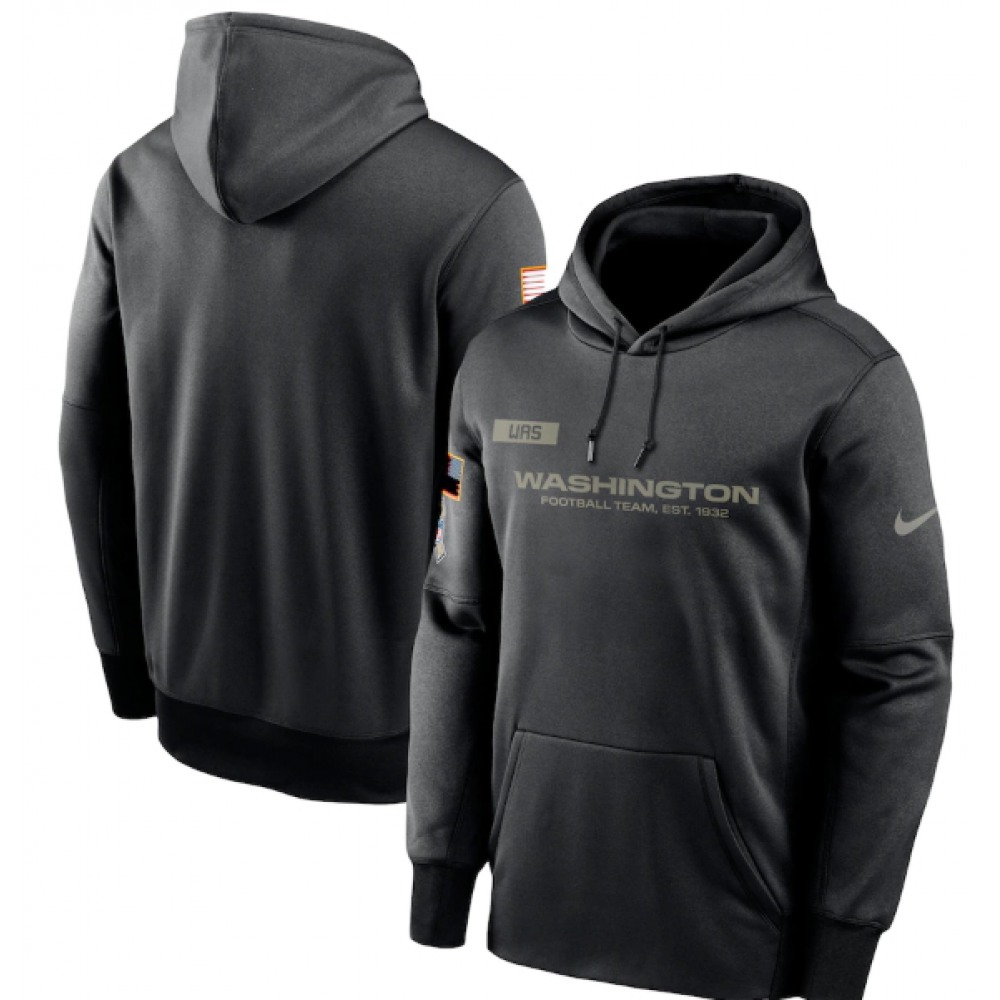 Men's Washington Football Team 2020 Black Salute to Service Sideline Performance Pullover Hoodie