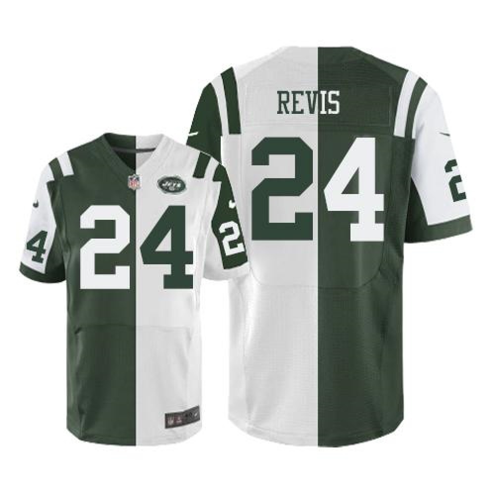 Jets #24 Darrelle Revis Green/White Men's Stitched NFL Elite Split Jersey