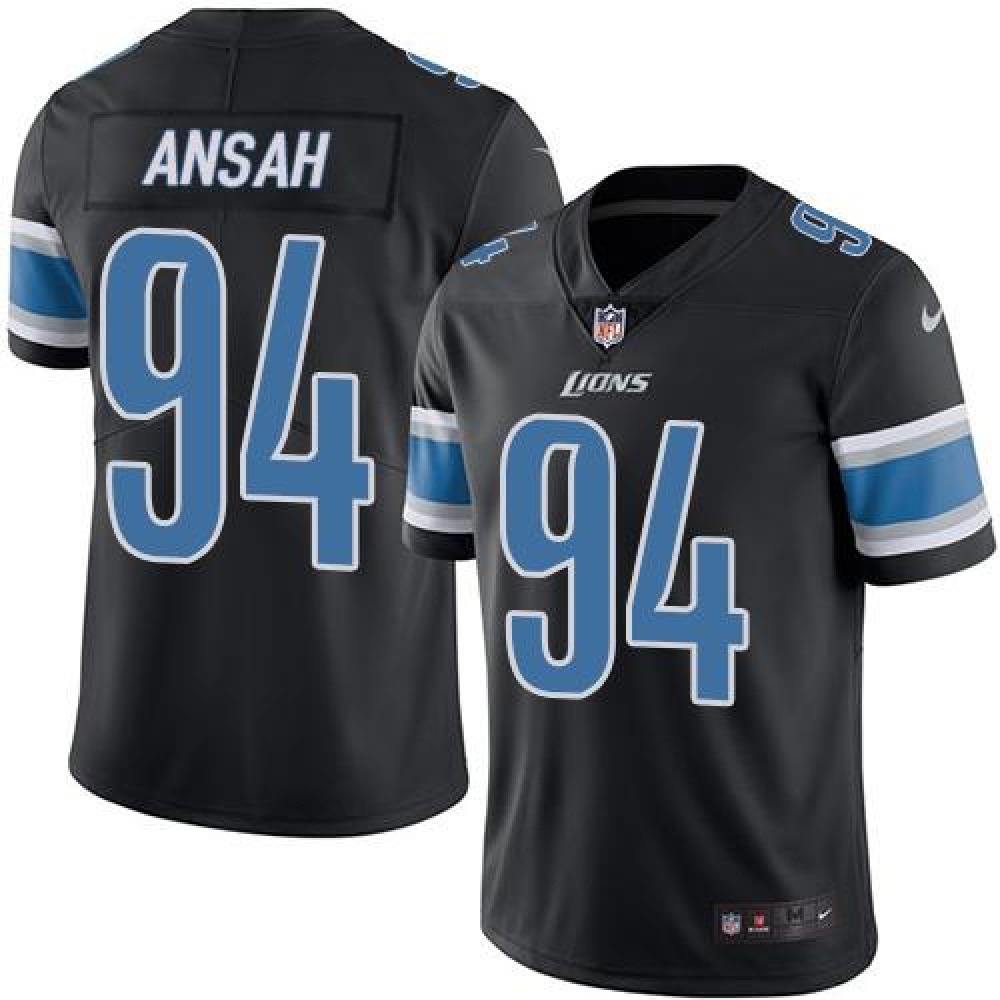 Lions #94 Ziggy Ansah Black Men's Stitched NFL Limited Rush Jersey