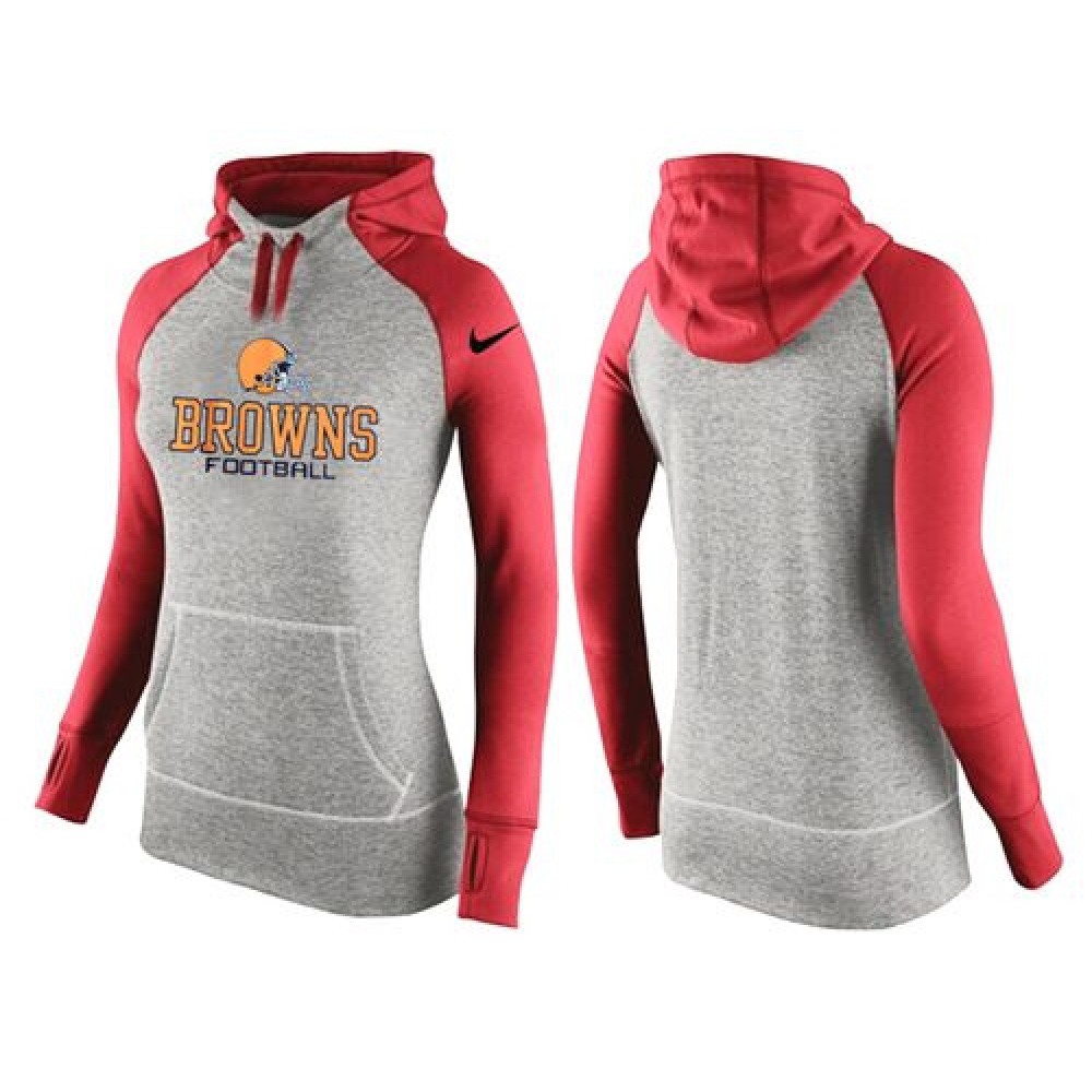 Women'sCleveland Browns Performance Hoodie Grey & Red_1