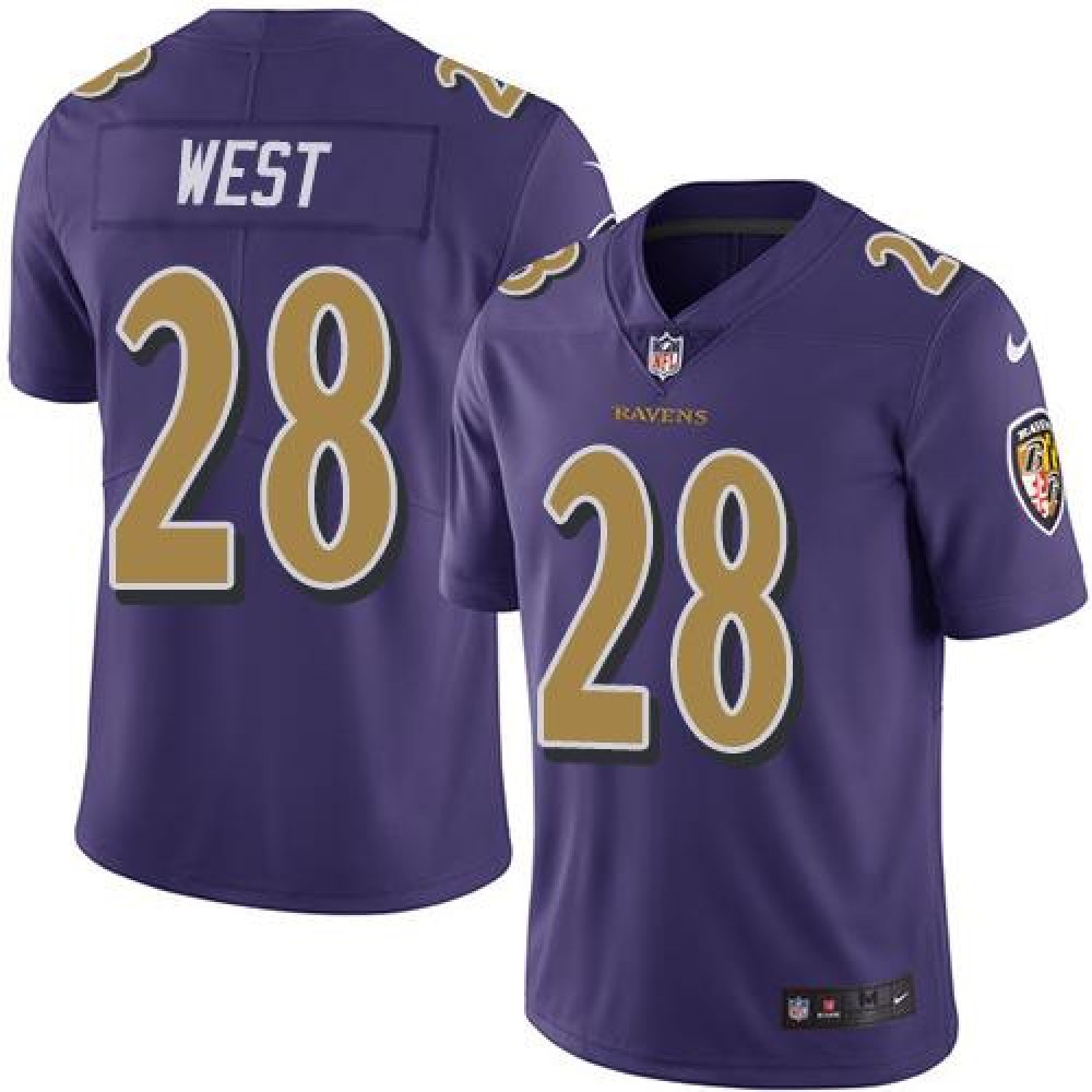 Ravens #28 Terrance West Purple Youth Stitched NFL Limited Rush Jersey