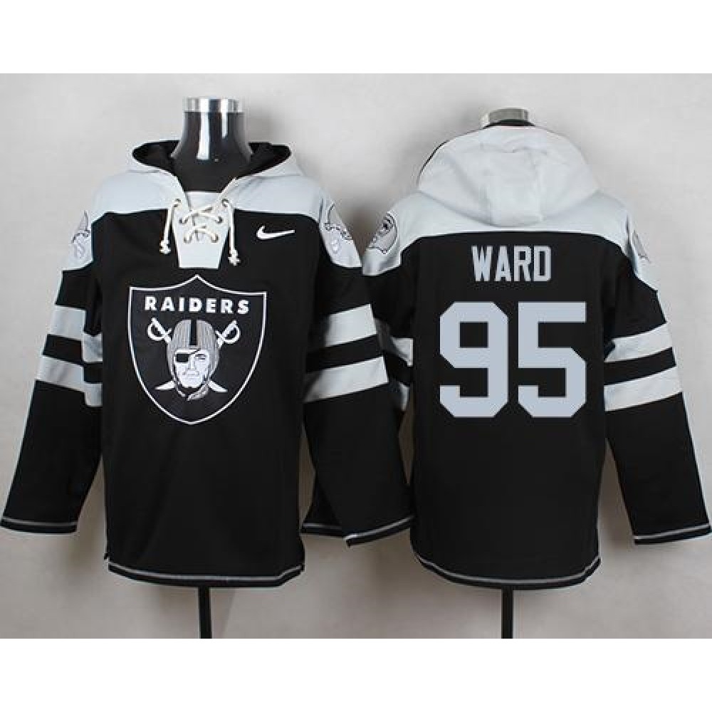 Raiders #95 Jihad Ward Black Player Pullover NFL Hoodie