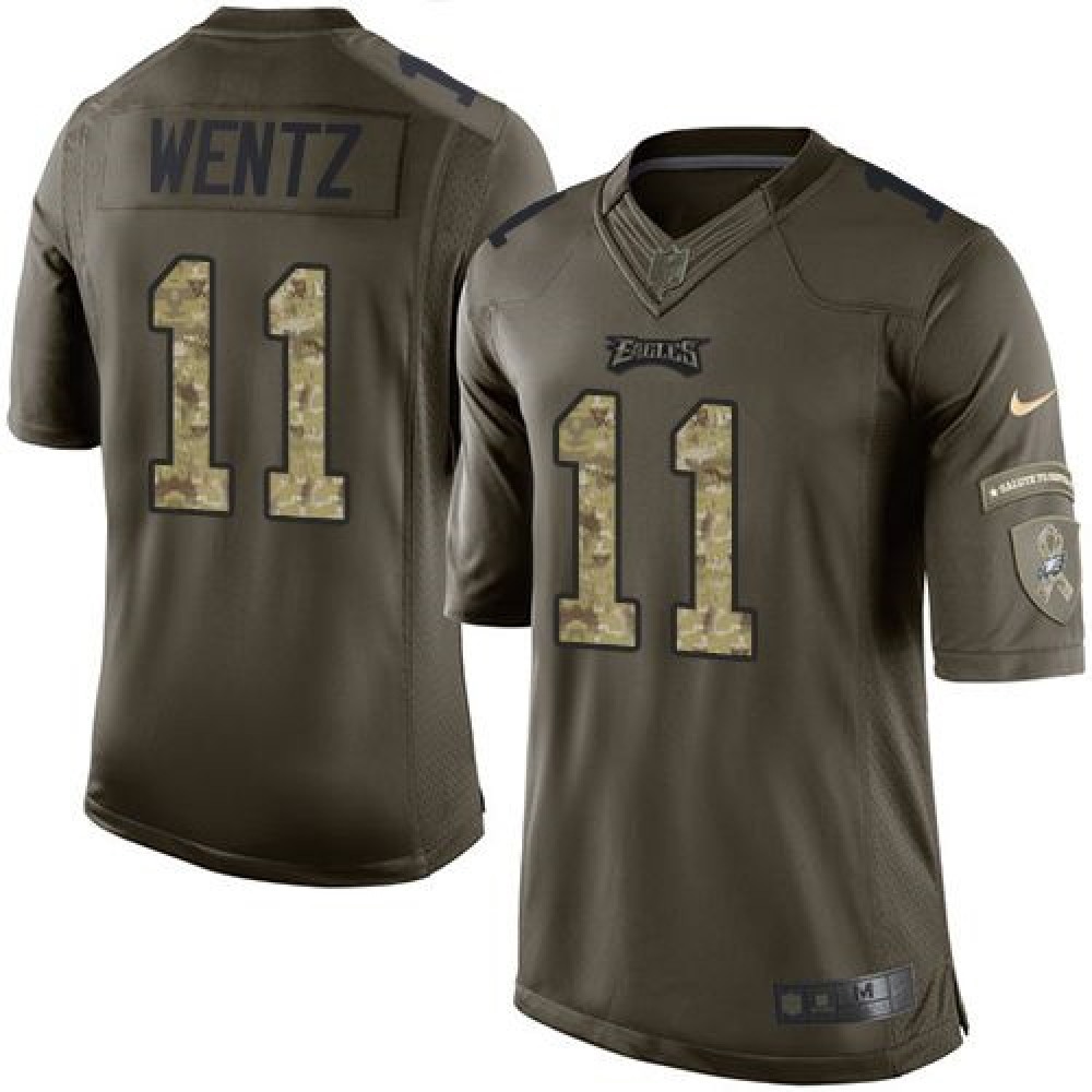 Eagles #11 Carson Wentz Green Men's Stitched NFL Limited Salute to Service Jersey