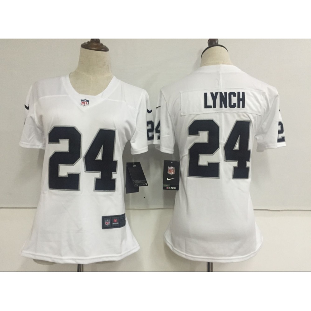 Women'sOakland Raiders #24 Marshawn Lynch White Stitched NFL Vapor Untouchable Limited Jersey
