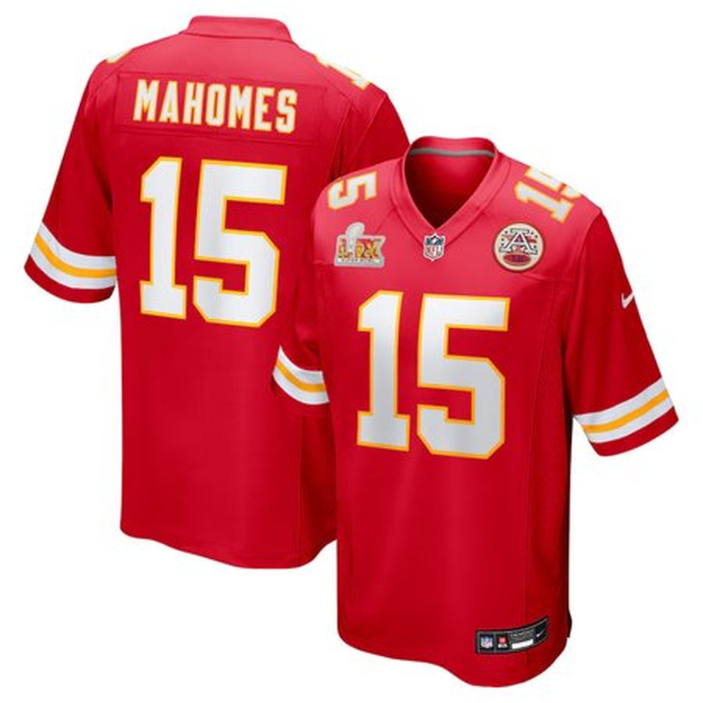 Men's Kansas City Chiefs #15 Patrick MahomesRed Super Bowl LIX Game Jersey