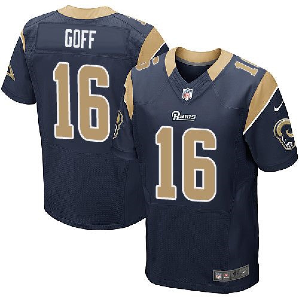 Rams #16 Jared Goff Navy Blue Team Color Men's Stitched NFL Elite Jersey