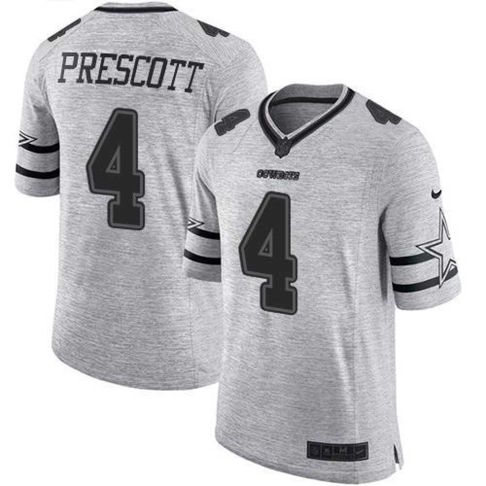 Cowboys #4 Dak Prescott Gray Men's Stitched NFL Limited Gridiron Gray II Jersey