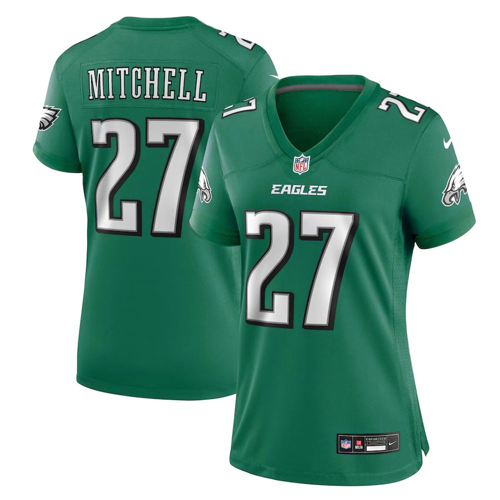 Womens#27 Quinyon Mitchell Midnight Kelly Green Philadelphia Eagles Team Game Jersey