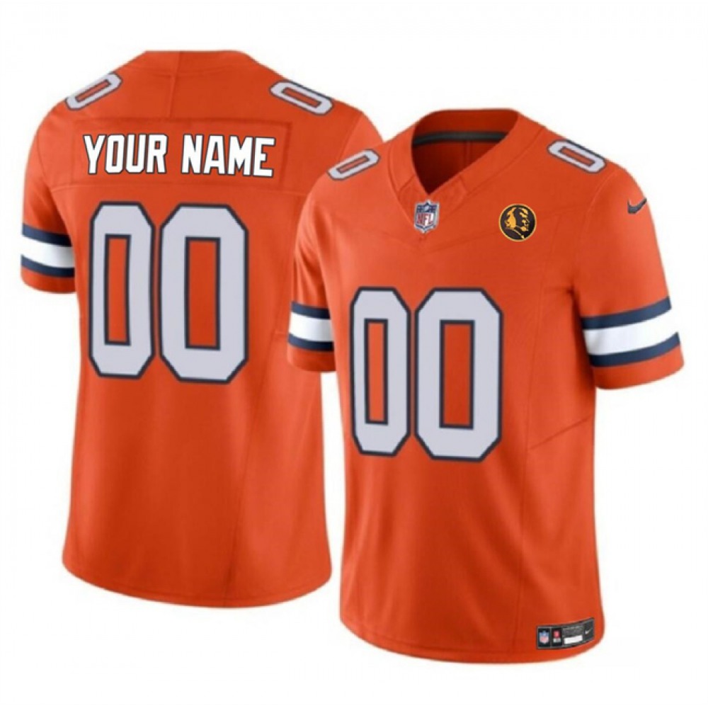 Men's Denver Broncos Active Player Custom Orange 2023 F.U.S.E. With John Madden Patch Vapor Limited Stitched Football Jersey