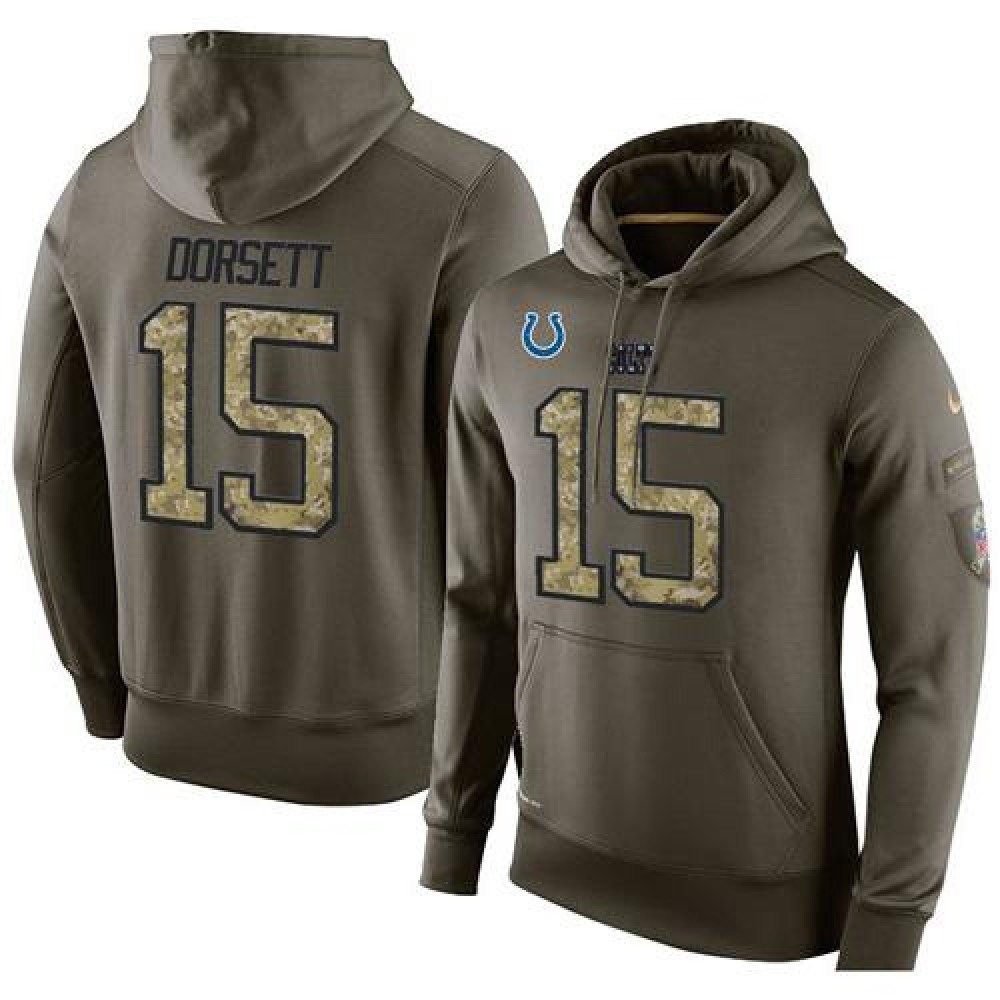 NFL Men'sIndianapolis Colts #15 Phillip Dorsett Stitched Green Olive Salute To Service KO Performance Hoodie