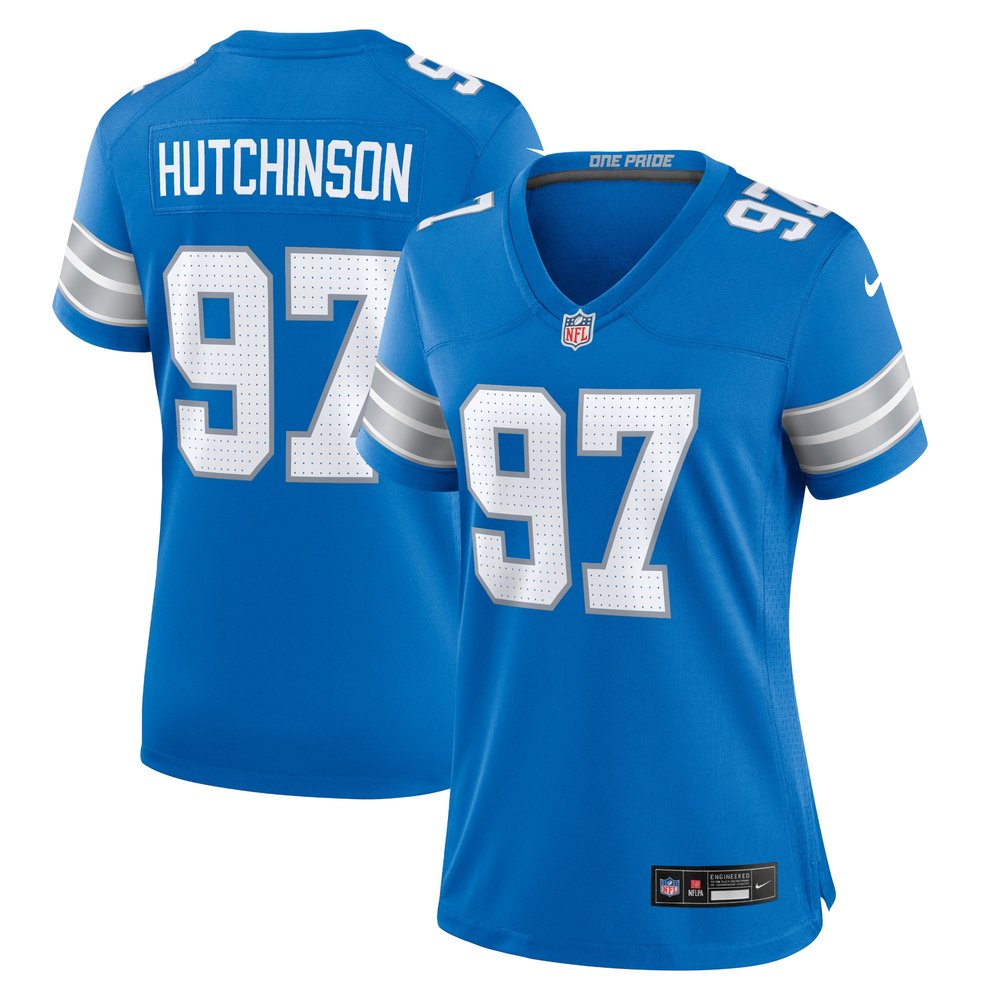 Women's Detroit Lions #97 Aidan HutchinsonBlue Game Jersey