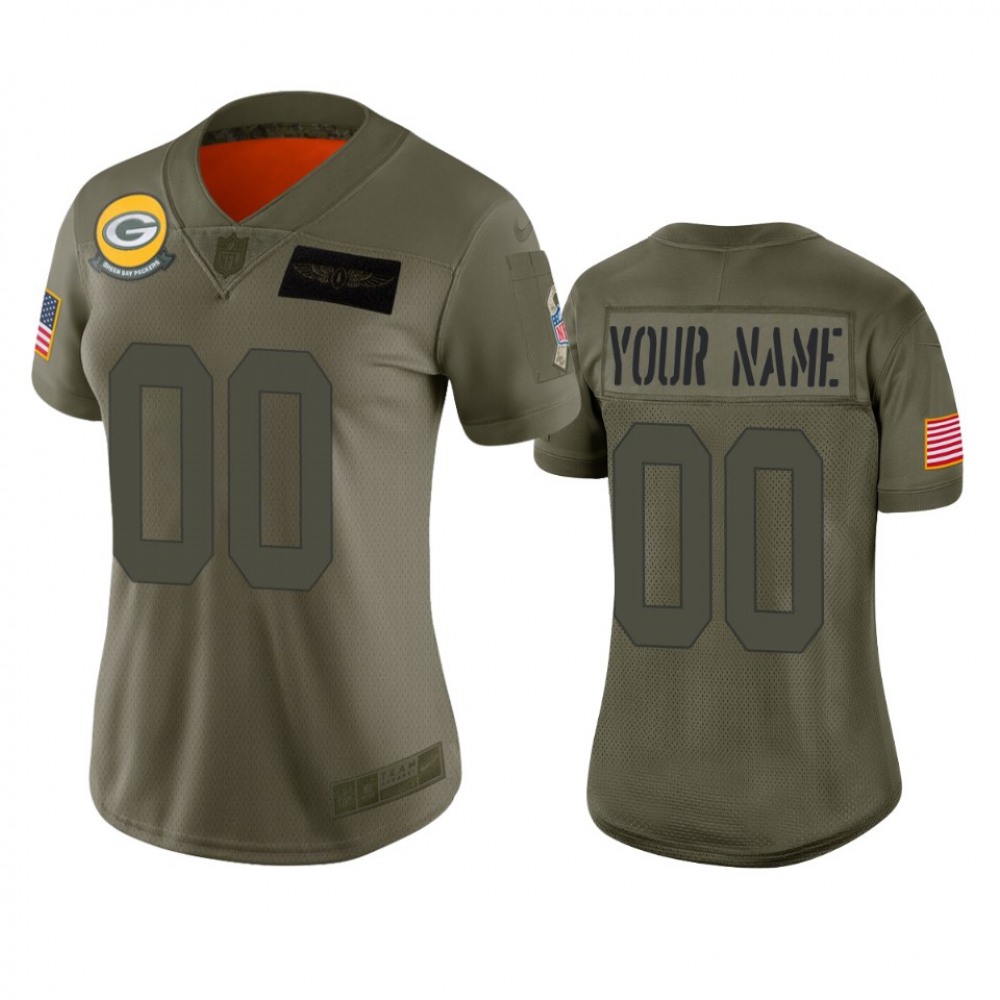 Women's Green Bay Packers Customized 2019 Camo Salute To Service NFL Stitched Limited Jersey(Run Small