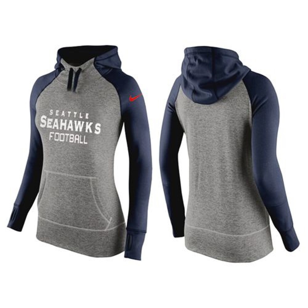 Women'sSeattle Seahawks Performance Hoodie Grey & Dark Blue_1