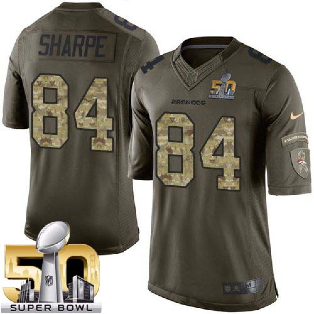 Broncos #84 Shannon Sharpe Green Super Bowl 50 Youth Stitched NFL Limited Salute to Service Jersey