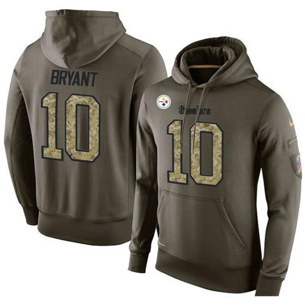 NFL Men'sPittsburgh Steelers #10 Martavis Bryant Stitched Green Olive Salute To Service KO Performance Hoodie