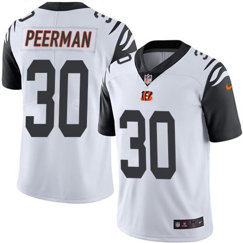Bengals #30 Cedric Peerman White Men's Stitched NFL Limited Rush Jersey