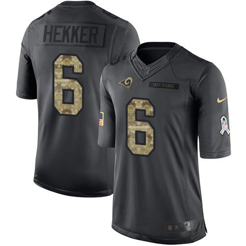 Rams #6 Johnny Hekker Black Men's Stitched NFL Limited 2016 Salute to Service Jersey