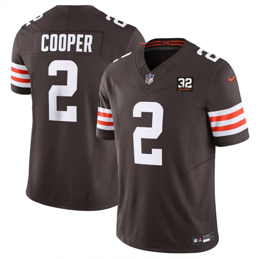 Men's Cleveland Browns #2 Amari Cooper Brown 2023 F.U.S.E. With Jim Brown Memorial Patch Vapor Untouchable Limited Stitched Jersey