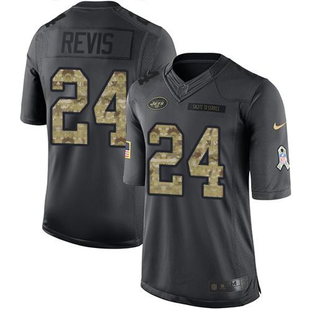 Jets #24 Darrelle Revis Black Men's Stitched NFL Limited 2016 Salute to Service Jersey