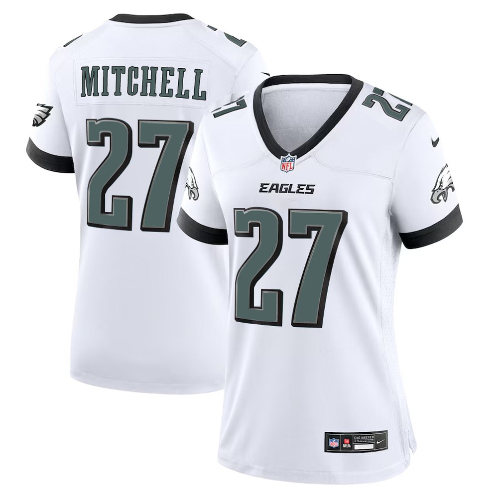 Womens#27 Quinyon Mitchell Midnight Kelly White Philadelphia Eagles Team Game Jersey