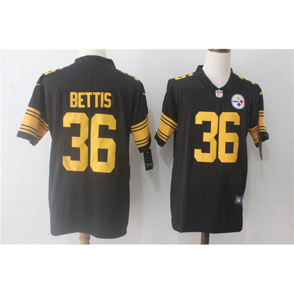 Men'sPittsburgh Steelers #36 Jerome Bettis Black Limited Rush Stitched NFL Jersey