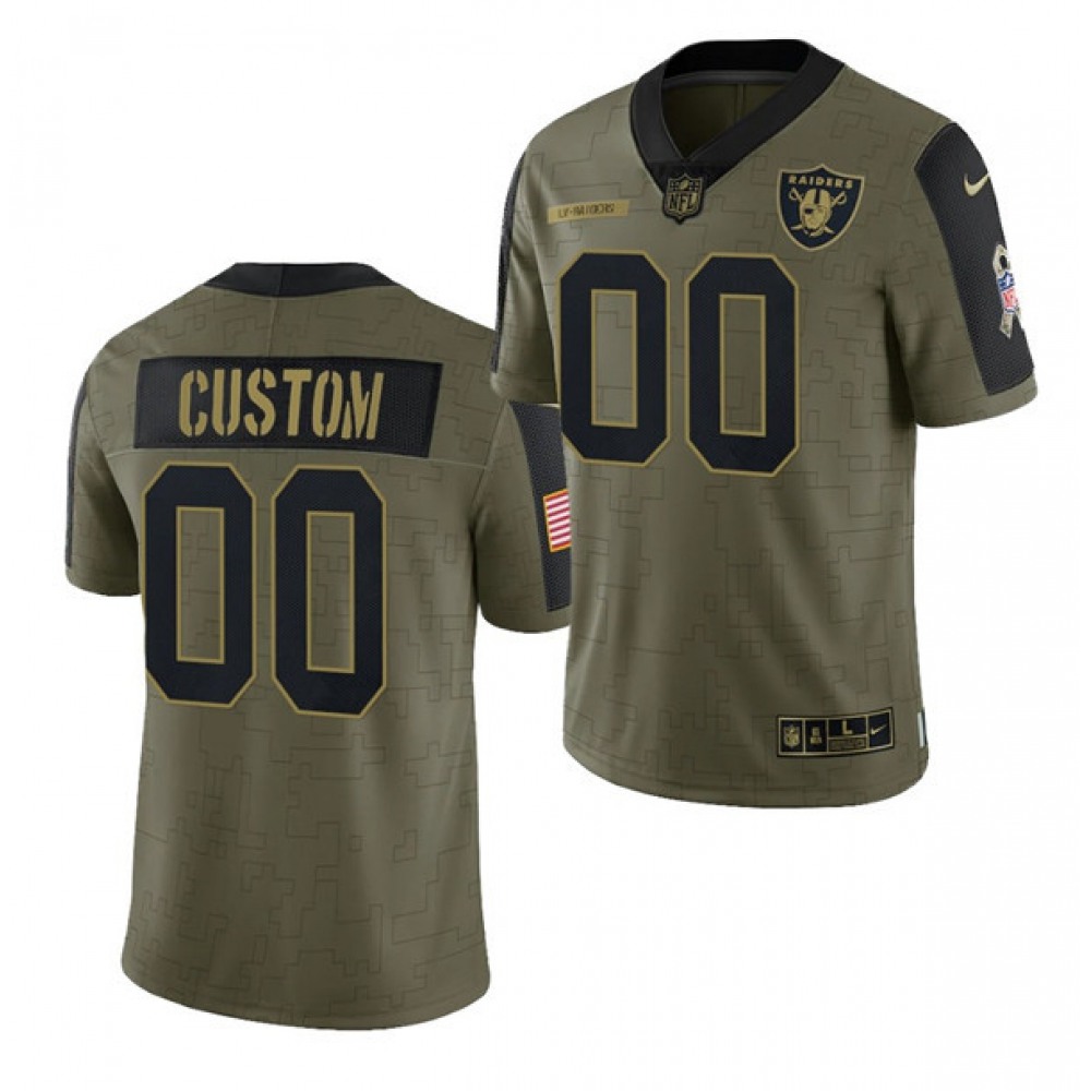 Men's Las Vegas Raiders ACTIVE PLAYER Custom 2021 Olive Salute To Service Limited Stitched Jersey