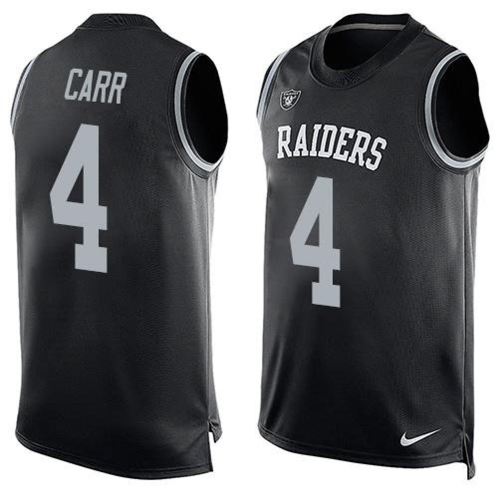 Raiders #4 Derek Carr Black Team Color Men's Stitched NFL Limited Tank Top Jersey