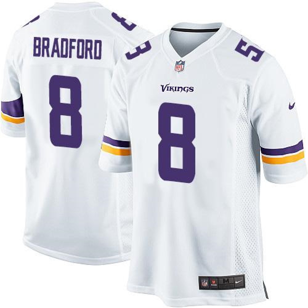 Vikings #8 Sam Bradford White Youth Stitched NFL Elite Jersey
