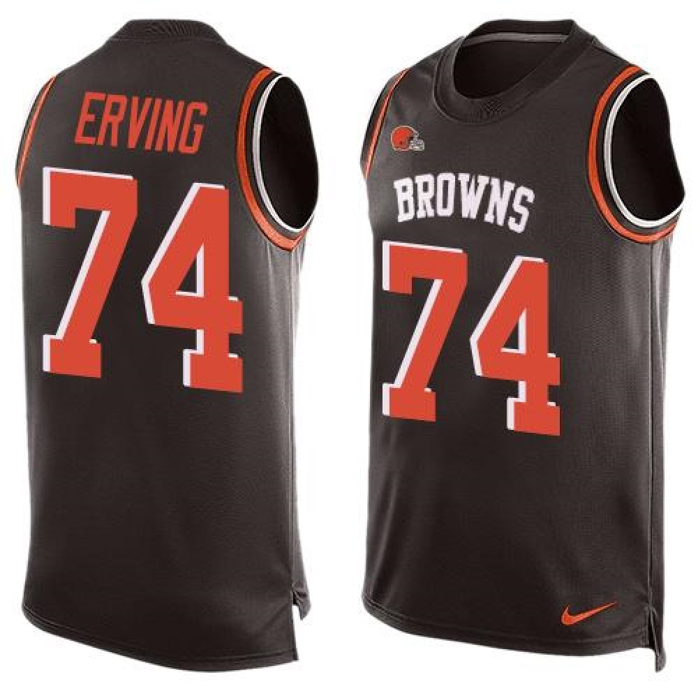 Browns #74 Cameron Erving Brown Team Color Men's Stitched NFL Limited Tank Top Jersey