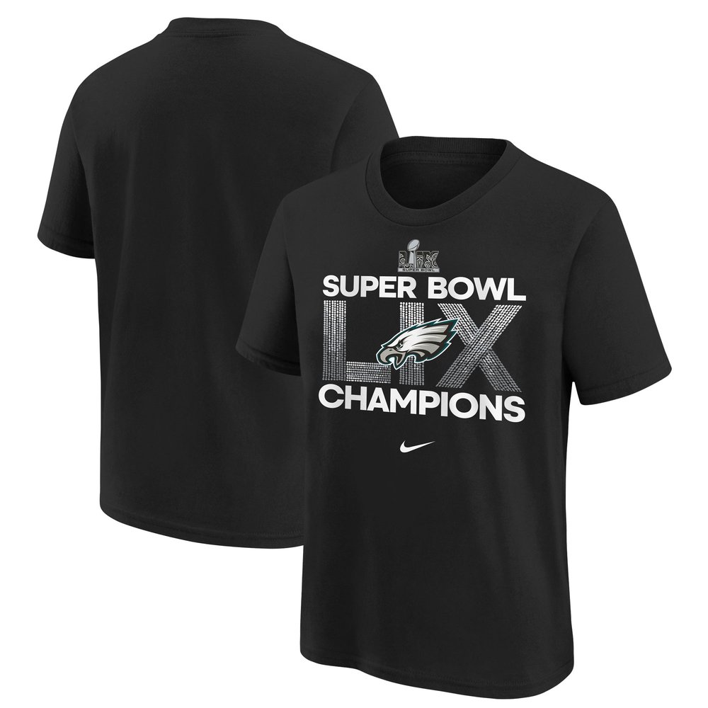 Youth Philadelphia Eagles Black Super Bowl LIX Champions T-Shirt
