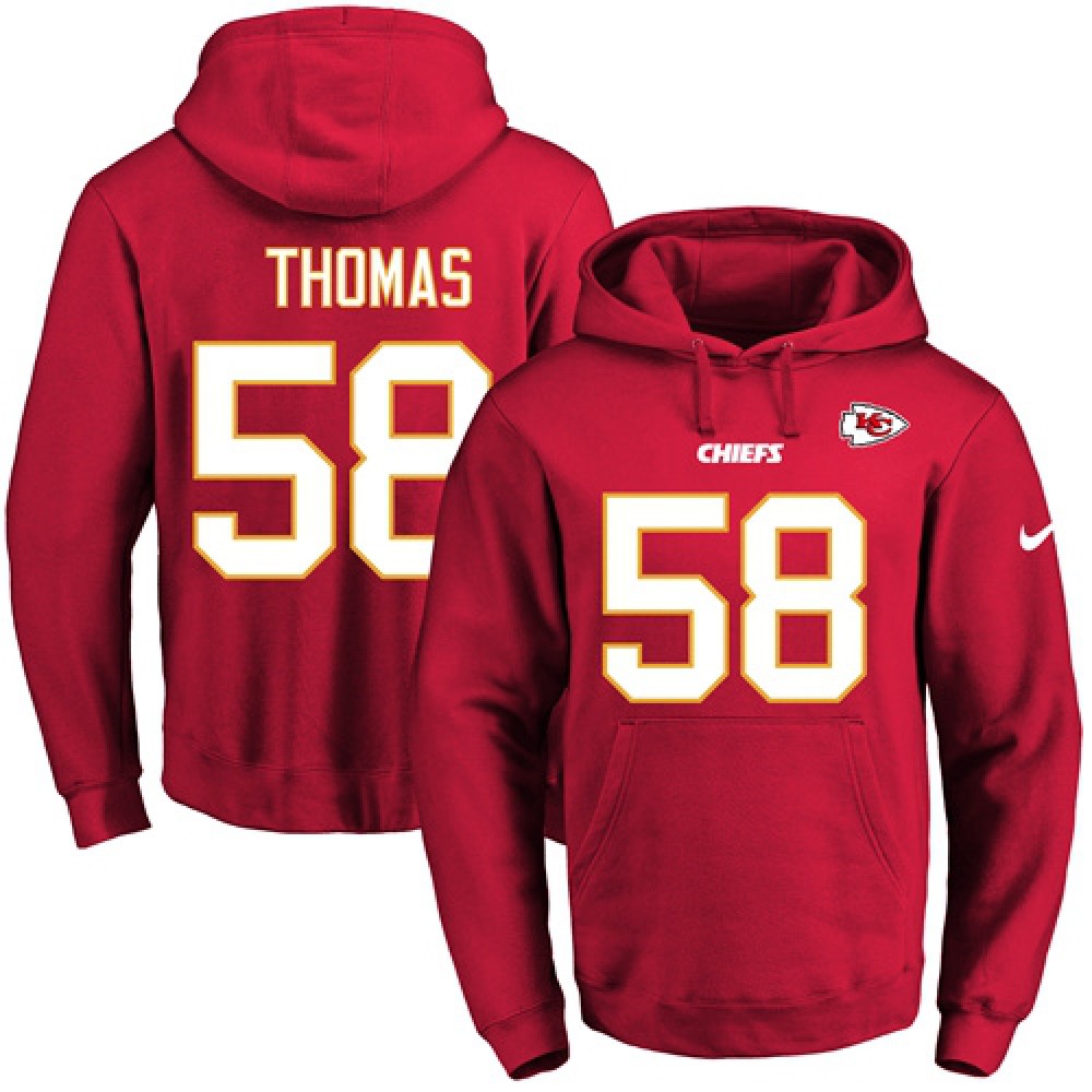 Chiefs #58 Derrick Thomas Red Name & Number Pullover NFL Hoodie