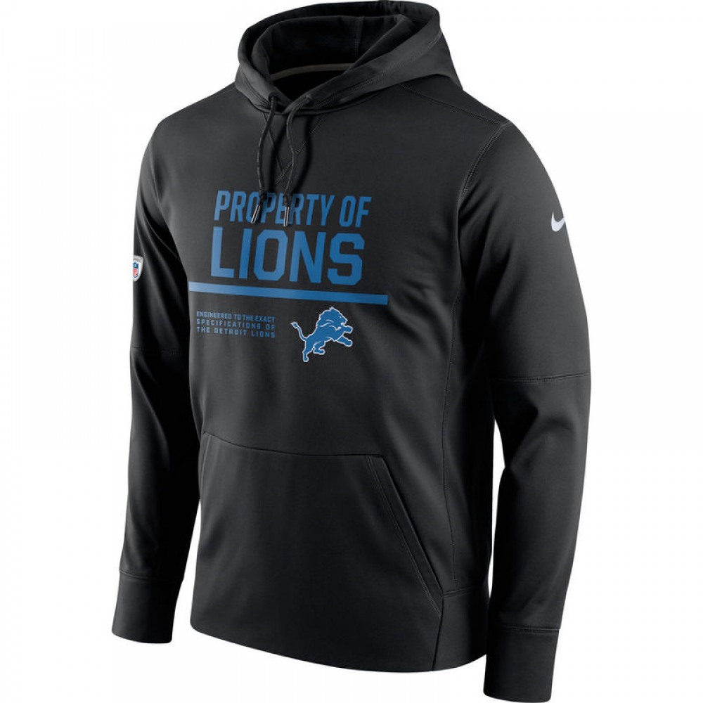 Men's Detroit LionsBlack Circuit Property Of Performance Pullover Hoodie