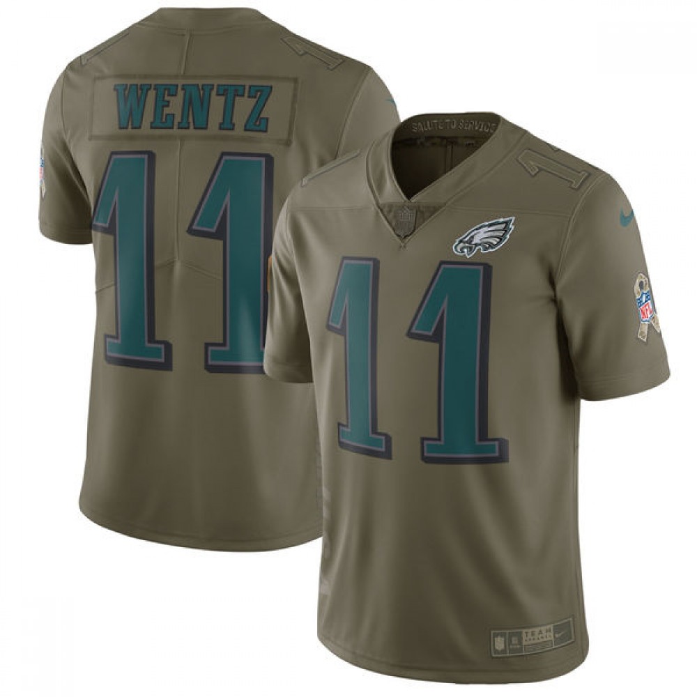 YouthPhiladelphia Eagles #11 Carson Wentz Olive Salute To Service Limited Stitched NFL Jersey