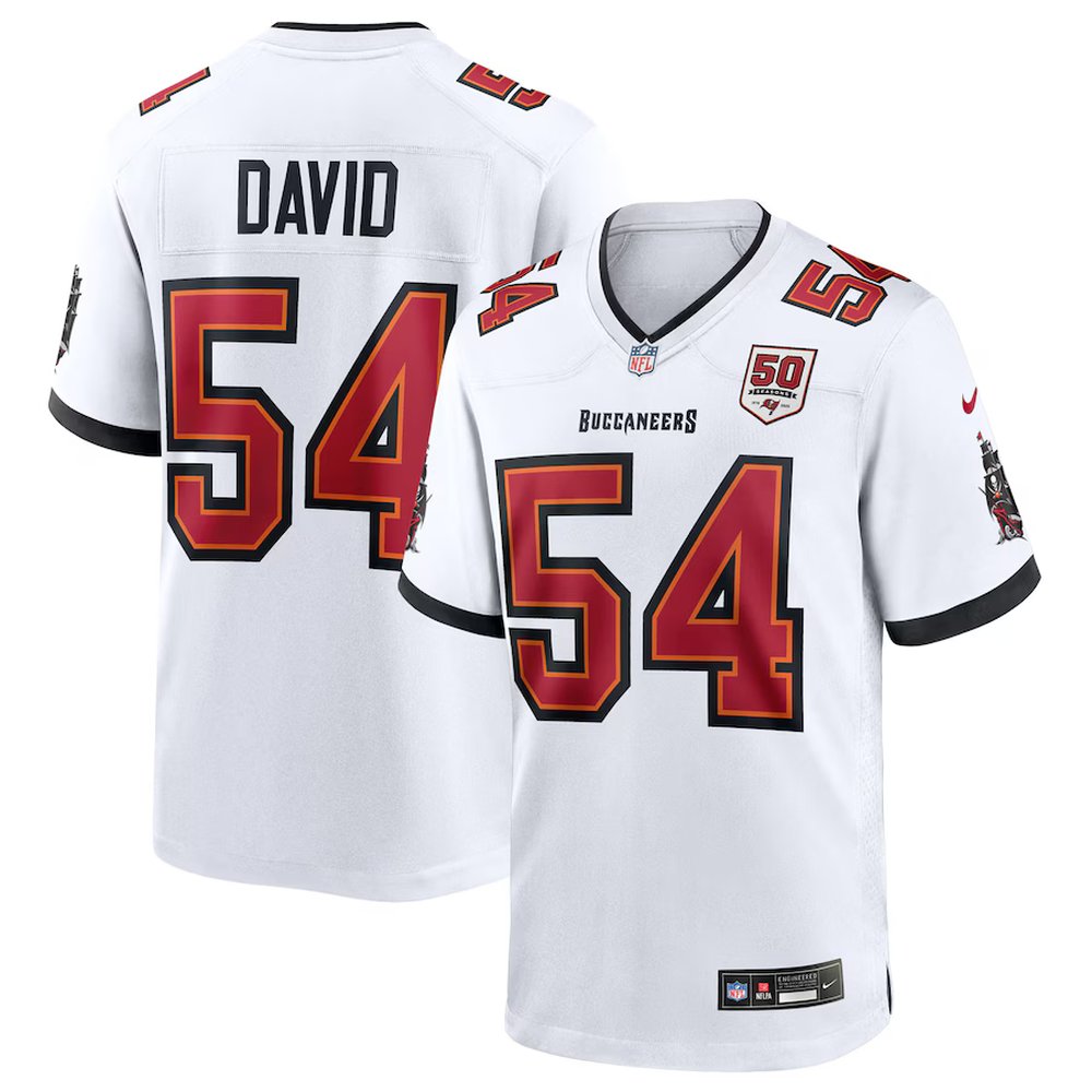 Men's Tampa Bay Buccaneers #54 Lavonte David Nike White 50th Season White Game Jersey