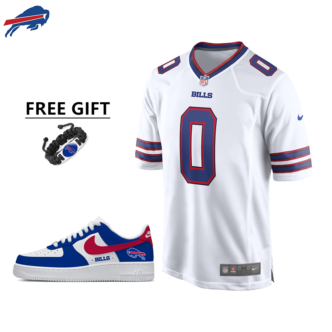 🔥Combo Sale - Buffalo Bills Keon Coleman Nike White Game Jersey & Air Force 1 Low Team Sneakers
