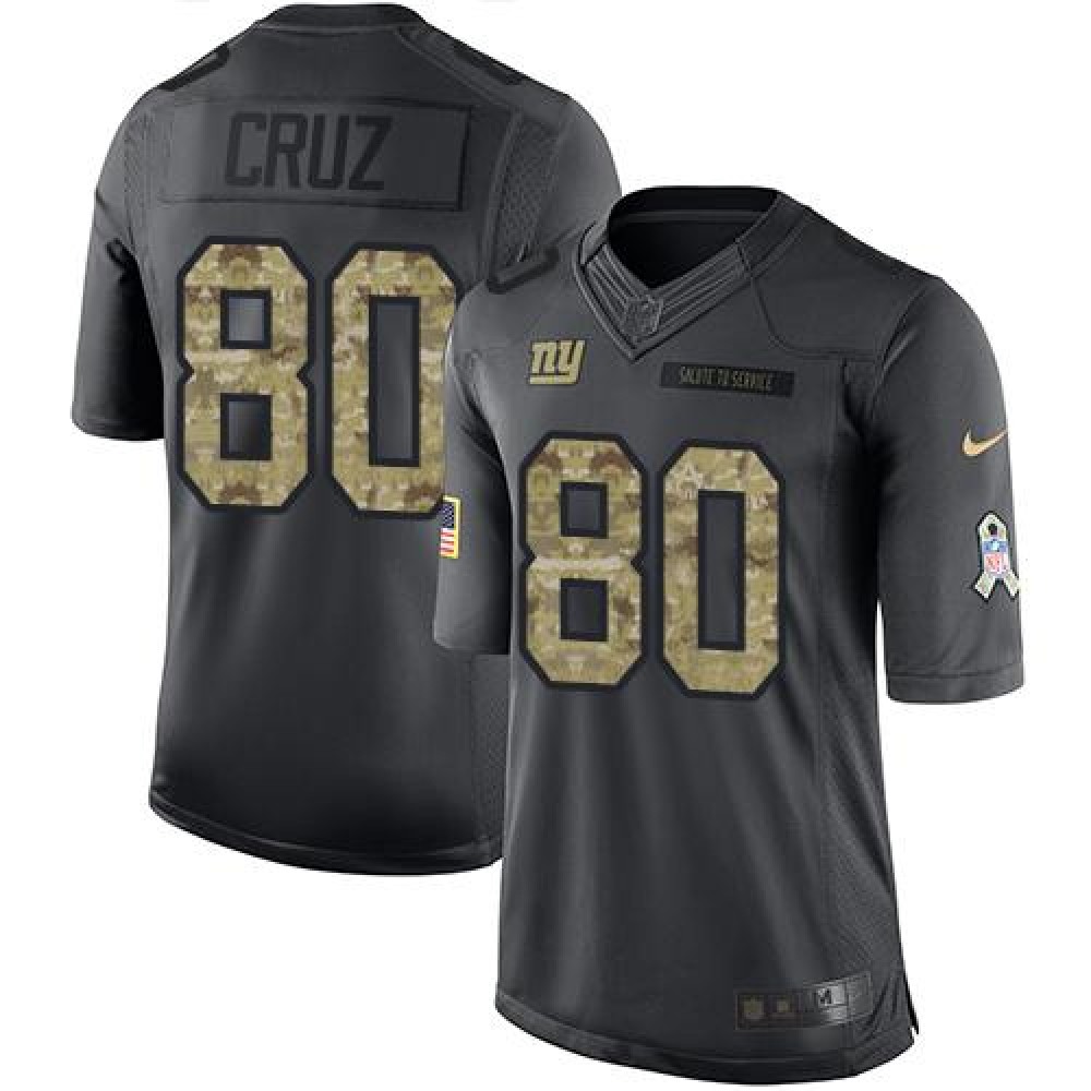 Giants #80 Victor Cruz Black Men's Stitched NFL Limited 2016 Salute to Service Jersey