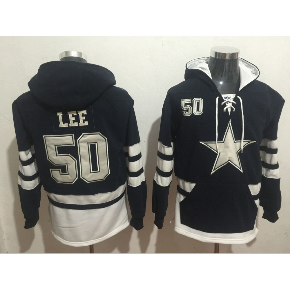 Men's Dallas Cowboys #50 Sean Lee Navy Blue All Stitched NFL Hoodie Sweatshirt