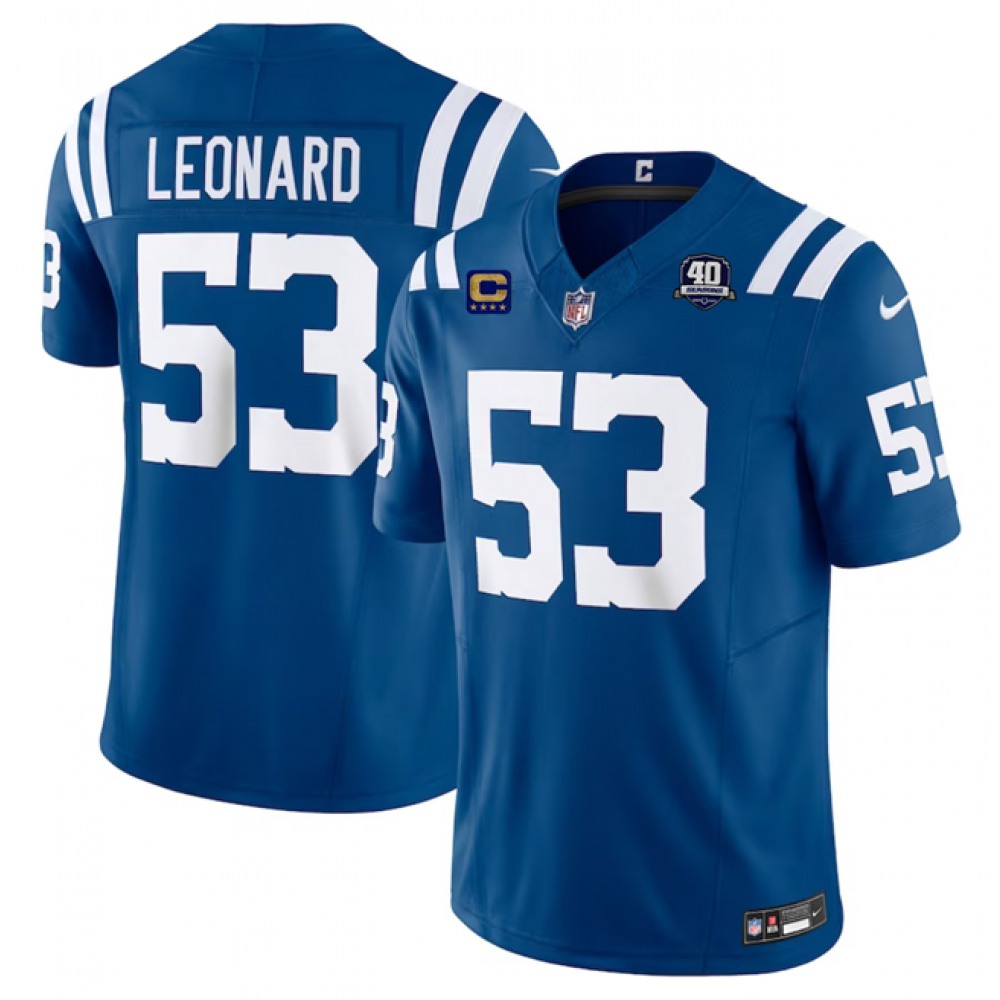 Men's Indianapolis Colts #53 Shaquille Leonard Blue 2023 F.U.S.E. 40th Anniversary With 4-Star C Patch Vapor Untouchable Limited Stitched Football Jersey