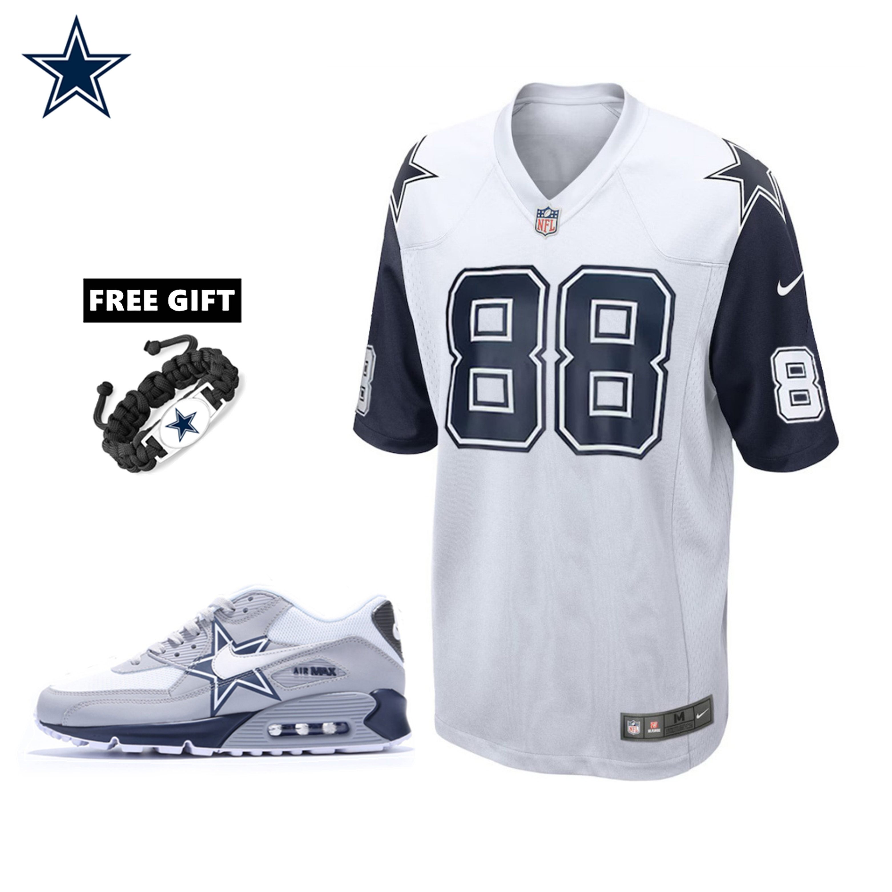 🔥Combo Sale - Dallas Cowboys CeeDee Lamb Nike White Alternate Game Jersey & Air Max 90 Classic Sneakers