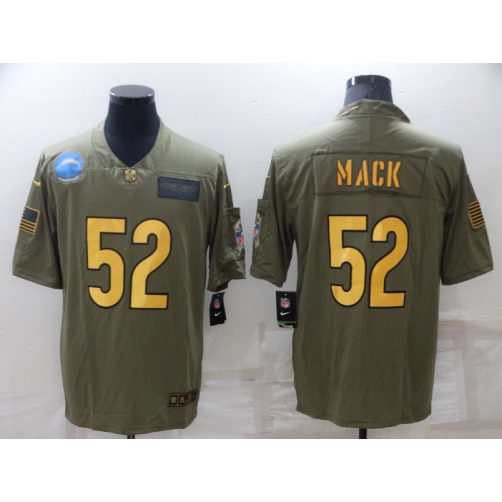 Men's Los Angeles Chargers #52 Khalil Mack Olive/Gold Salute To Service Limited Stitched Jersey