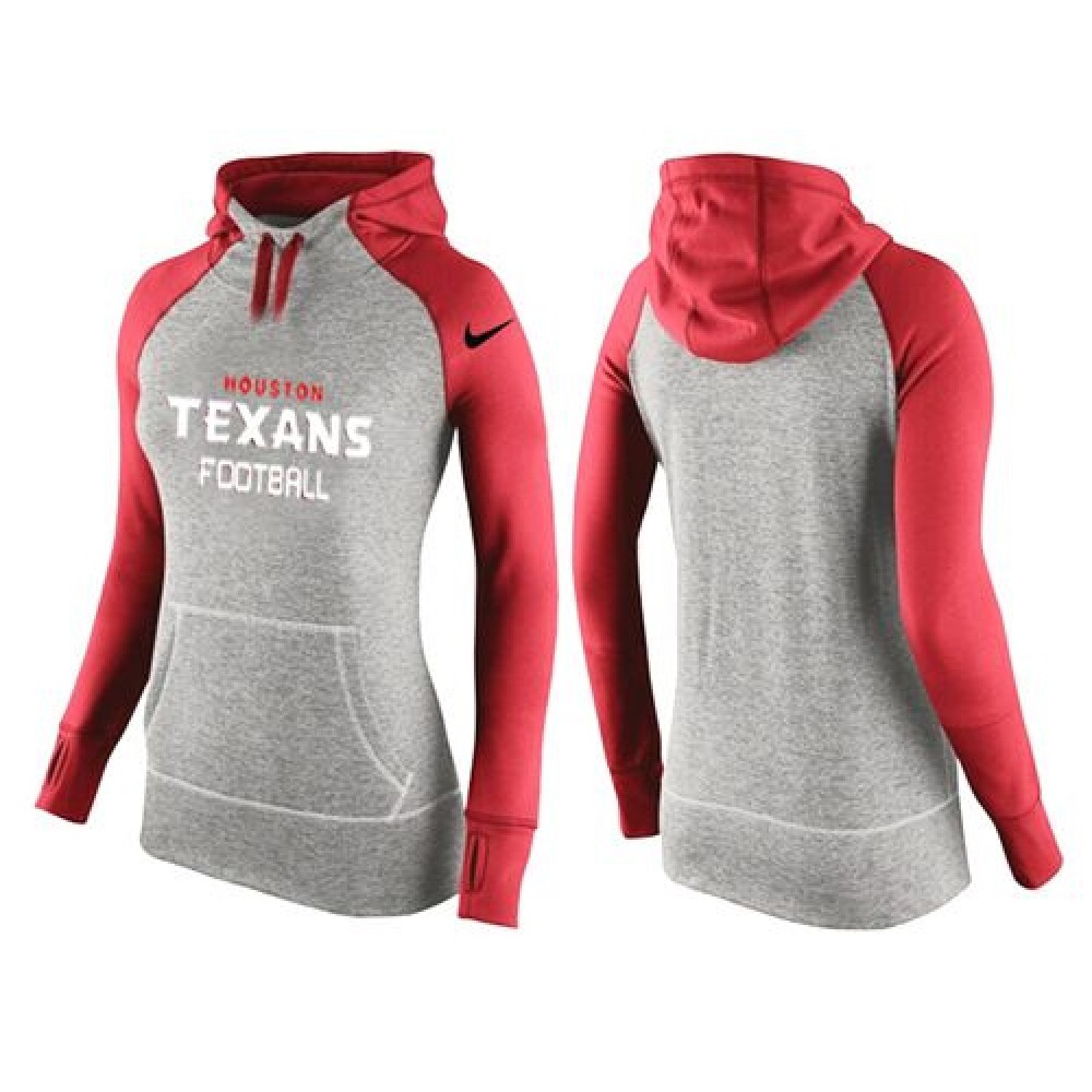 Women'sHouston Texans Performance Hoodie Grey & Red_1