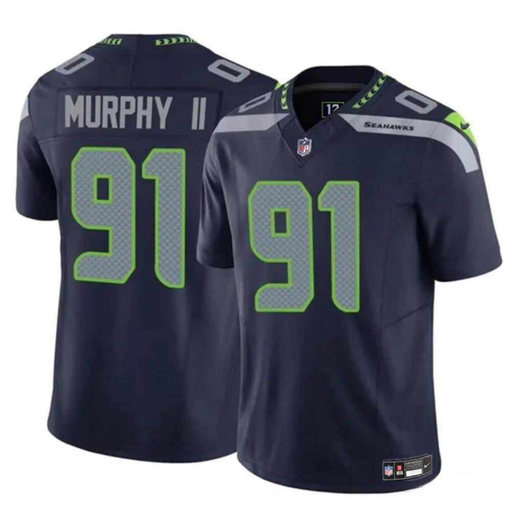 Youth Seattle Seahawks #91 Byron Murphy II Navy 2024 Draft F.U.S.EVapor Limited Stitched Football Jersey
