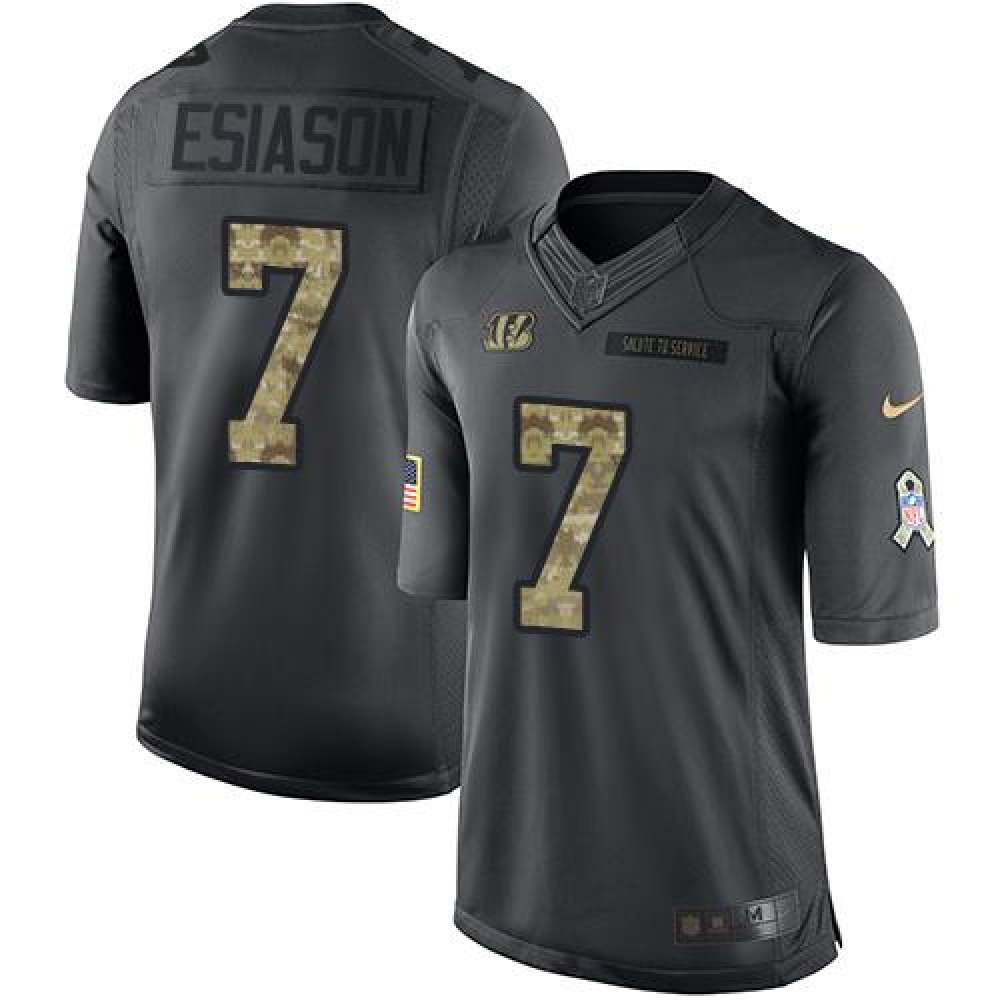 Bengals #7 Boomer Esiason Black Men's Stitched NFL Limited 2016 Salute to Service Jersey