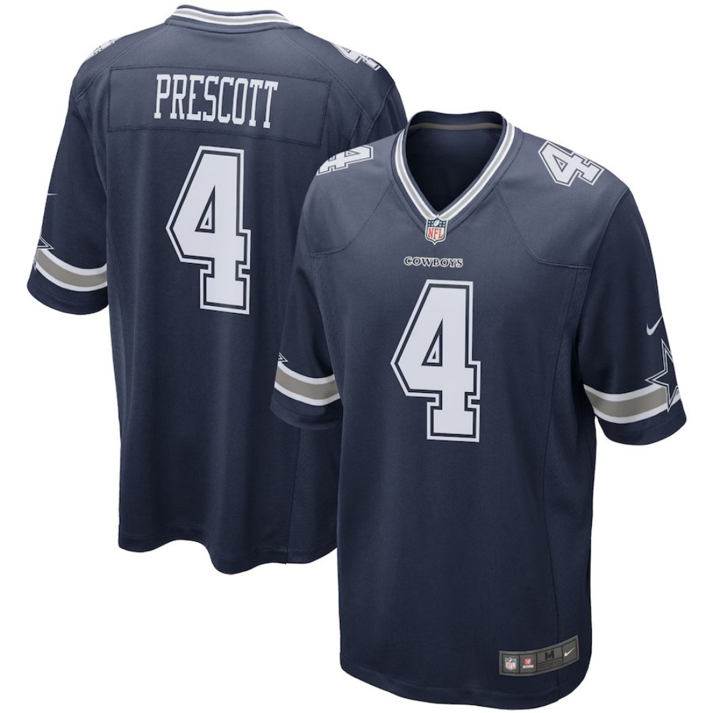 🔥Combo Sale - Dallas Cowboys Dak Prescott Nike Navy Game Jersey & New Era Navy Main 9FIFTY Adjustable Hat