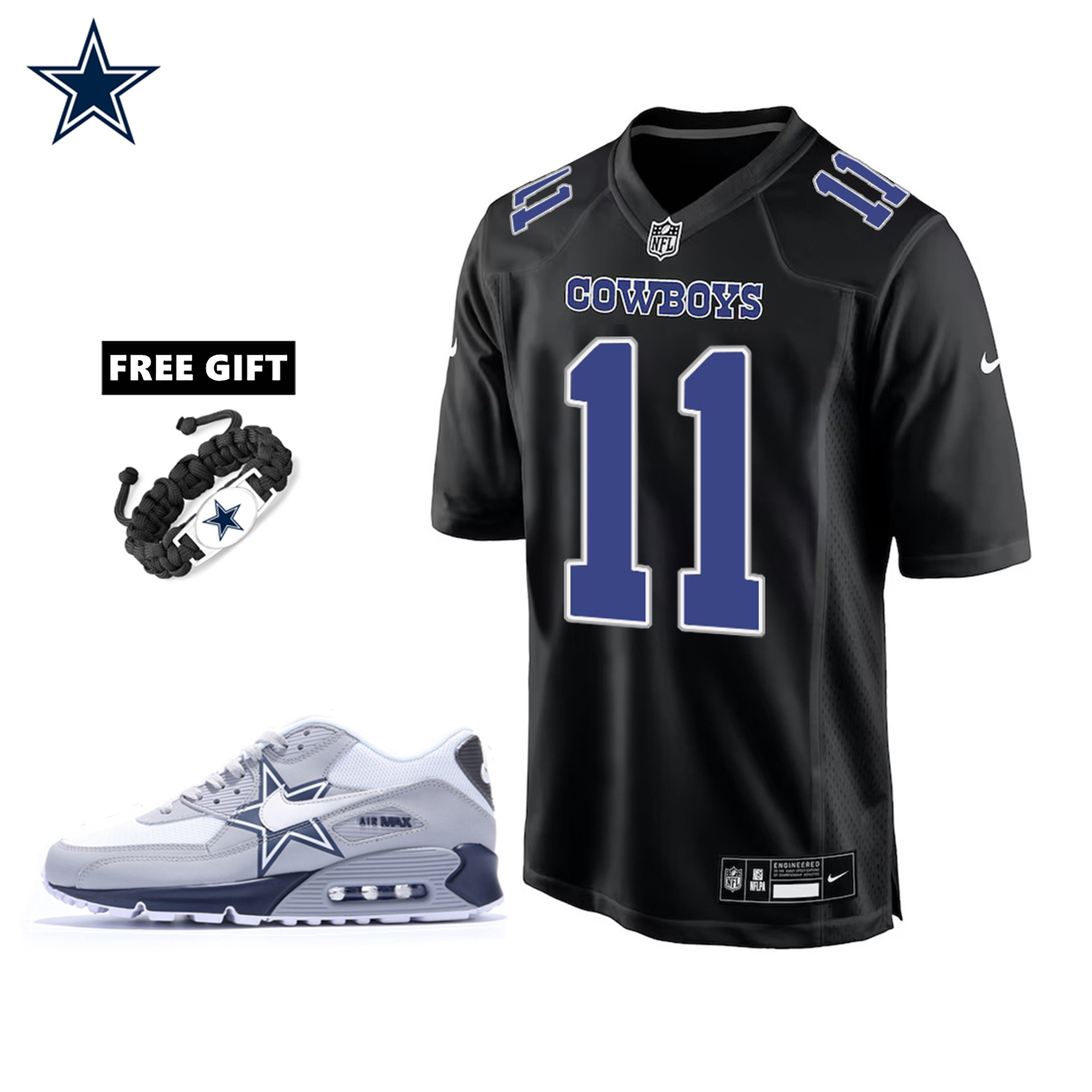 🔥Combo Sale - Dallas Cowboys Micah Parsons Nike Carbon Black Fashion Game Jersey & Air Max 90 Classic Sneakers