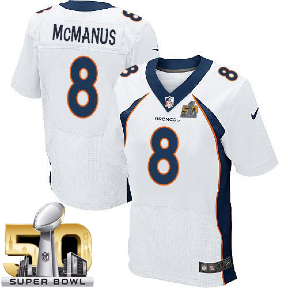 Broncos #8 Brandon McManus White Super Bowl 50 Men's Stitched NFL New Elite Jersey